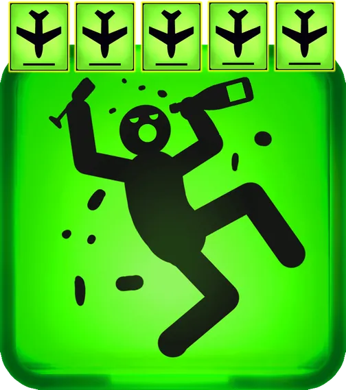 Five landing-aircraft Bonus symbols above a celebrating passenger icon