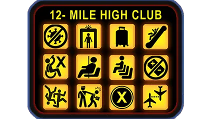 Panel headed 12 Mile High Club showing all twelve checkpoint icons lit at once